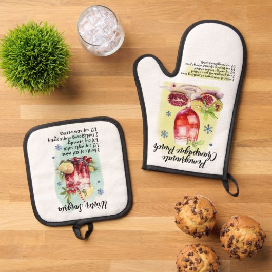 Cocktailrecepten, keukengeschenk Sangria Ovenwant & Pannenlap Set (Top down)