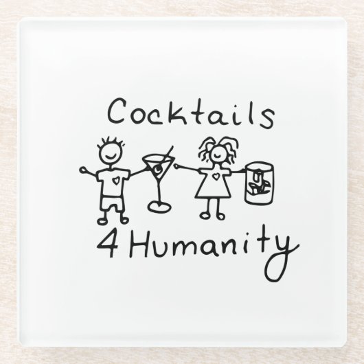Cocktails4Humanitaire Onderzetter Glazen Onderzetter (Voorkant)