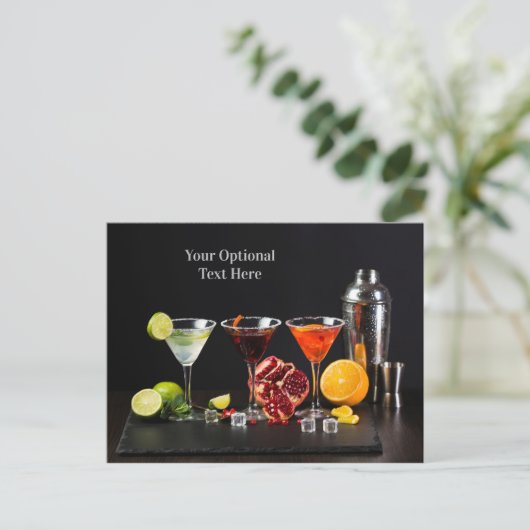 Cocktails / aangepast briefkaart met bartender (Staand voorkant)