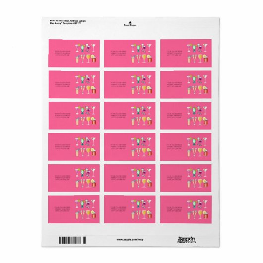 Cocktails Adres Mailing Labels (Full Sheet)