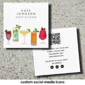 Cocktails Bartender Event Planner QR-code Vierkante Visitekaartje