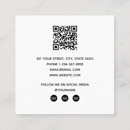 Cocktails Bartender Event Planner QR-code Vierkante Visitekaartje (Achterkant)