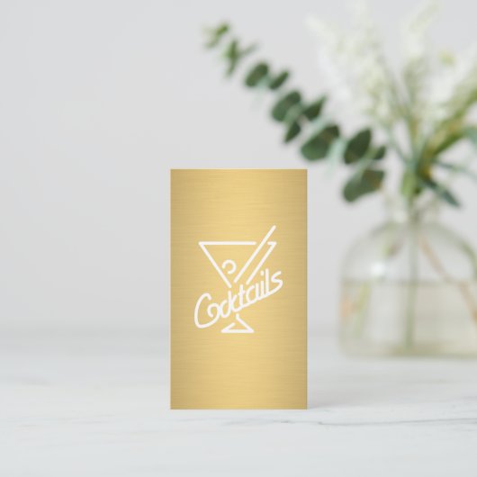 Cocktails / Bartender (Goud Metallic) Visitekaartje (Staand voorkant)