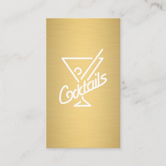 Cocktails / Bartender (Goud Metallic) Visitekaartje (Voorkant)