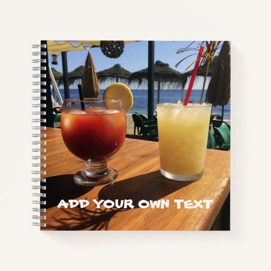 Cocktails bij de zee aangepaste tekst notitieboek (Voorkant)