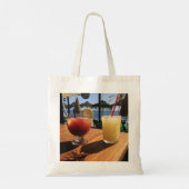 Cocktails bij de zee aangepaste tekst tote bag (Achterkant)