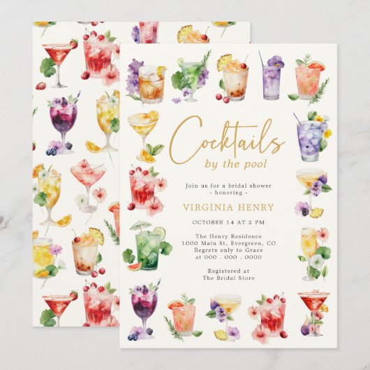 Cocktails bij het zwembad kaart (Voorkant / Achterkant)