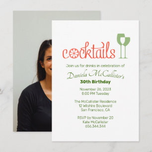 Cocktails Birthday Party Invitation Kaart