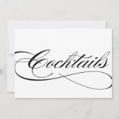 Cocktails bruiloftsreceptie bord mooie script kaart (Voorkant)