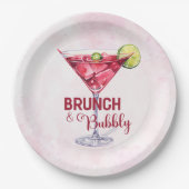 Cocktails Brunch & Bubbly Bruidsfeest  Papieren Bordje (Voorkant)