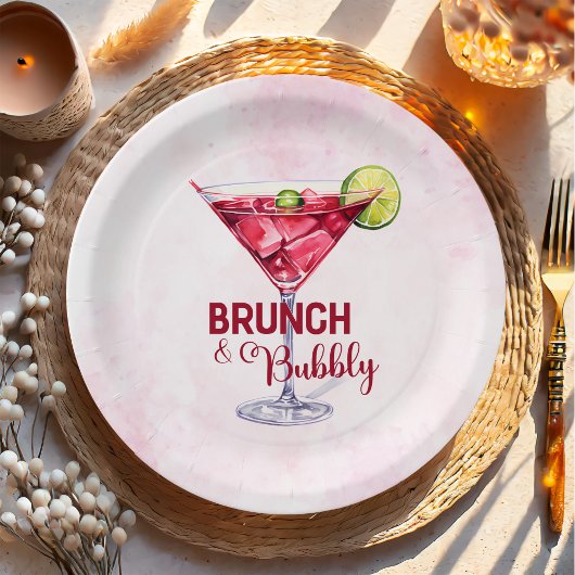 Cocktails Brunch & Bubbly Bruidsfeest  Papieren Bordje