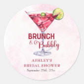 Cocktails Brunch & Bubbly Bruidsfeest  Ronde Sticker (Voorkant)