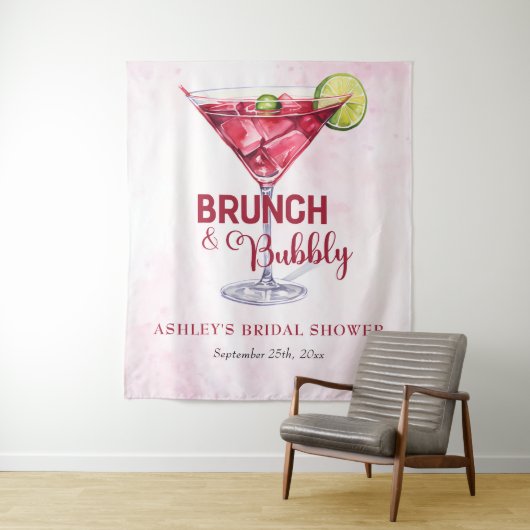 Cocktails Brunch & Bubbly Bruidsfeestje  Wandkleed (In situ)