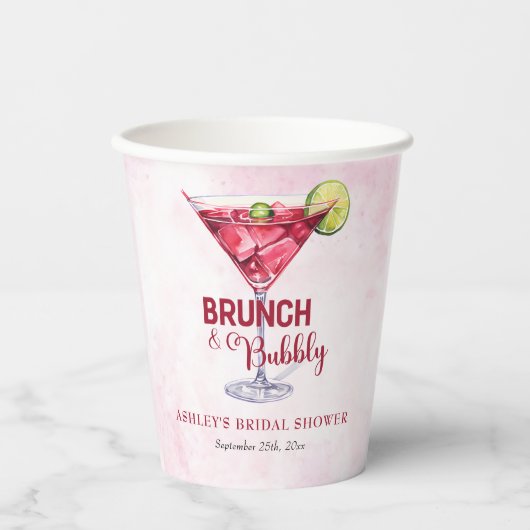 Cocktails Brunch & Bubbly Bruiloft Feestje  Papieren Bekers (Voorkant)