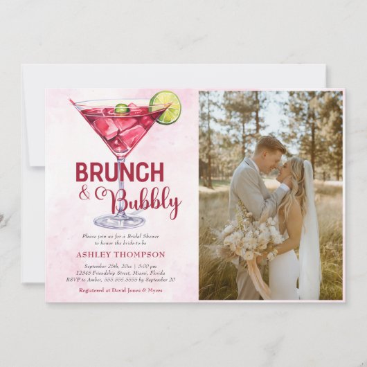 Cocktails Brunch & Bubbly Vrijgezellenfeest Foto Kaart (Voorkant)