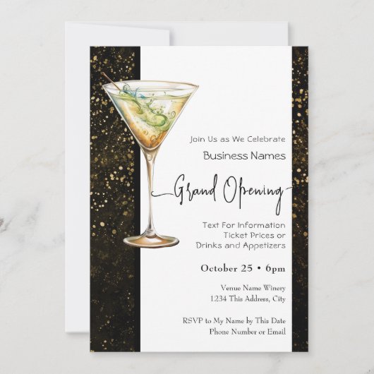 Cocktails Business Grand Opening Kaart (Voorkant)