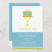 Cocktails & Cake Birthday Party Invitation Kaart (Voorkant / Achterkant)