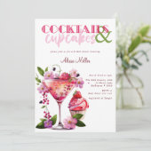 Cocktails & cakes Modern Vrijgezellenfeest Kaart (Staand voorkant)