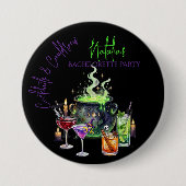 Cocktails & Cauldrons Halloween Bachelorette-feest Ronde Button 7,6 Cm (Voorkant)