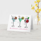 Cocktails Celebrate Birthday Kaart (Gele Bloem)