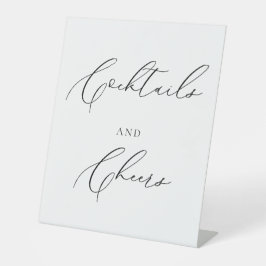 Cocktails & Cheers Wedding Sign Minimalist Elegant Reclamebord Met Voetstuk