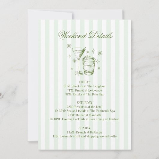  Cocktails Club Bachelorette Party Green Kaart (Achterkant)