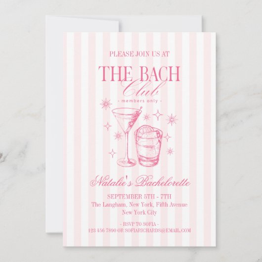  Cocktails Club Bachelorette Party Pink Kaart (Voorkant)