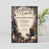 Cocktails & Cobwebs Halloween-feestviering Kaart (Staand voorkant)