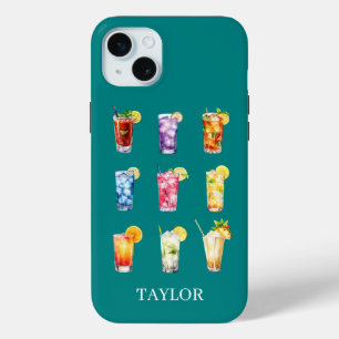 Cocktails Cocktails Cocktails Monogram iPhone 15 Mini Hoesje