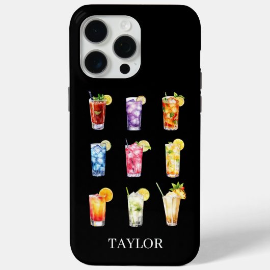 Cocktails Cocktails Cocktails Monogrammed Case-Mate iPhone Case (Achterkant)