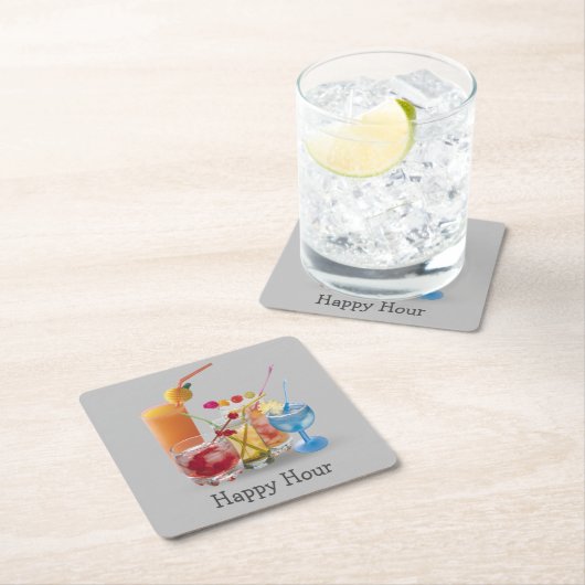 Cocktails Collectie op grijs Kartonnen Onderzetters (Insitu)