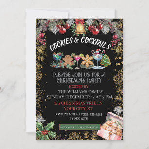 Cocktails & Cookies Kerstvakantiefeestje  Feestdagenkaart