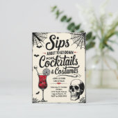 Cocktails & Costumes Halloween Feestdagenkaart (Staand voorkant)