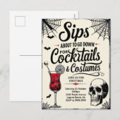 Cocktails & Costumes Halloween Feestdagenkaart (Voorkant / Achterkant)