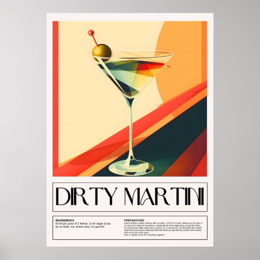 cocktails: Dirty Martini Poster (Voorkant)