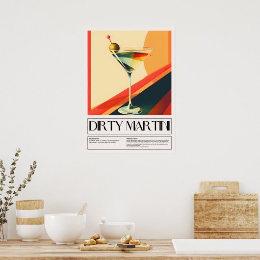  cocktails: Dirty Martini Poster (Keuken)