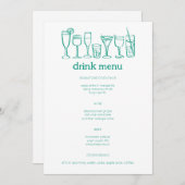Cocktails Doodle Sketch Modern CUSTOM Drink Menu (Voorkant / Achterkant)