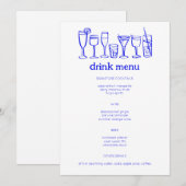 Cocktails Doodle Sketch Modern CUSTOM Drink Menu (Voorkant / Achterkant)