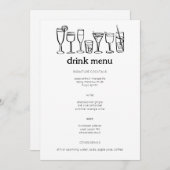 Cocktails Doodle Sketch Modern CUSTOM Drink Menu (Voorkant / Achterkant)