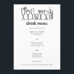 Cocktails Doodle Sketch Modern CUSTOM Drink Menu<br><div class="desc">Gebruik deze leuke grillige menukaarten voor uw bruiloft, verlovingsfeest, vrijgezellenfeest of ander evenement. Hand getekend door mij voor jou. Volledig bewerkbaar, voeg uw eigen tekst of achtergrondkleur toe. Klik op "personaliseren" om de tekst te bewerken en op "ontwerp bewerken" om lettertypen, kleuren te wijzigen en tekst toe te voegen. Verander...</div>