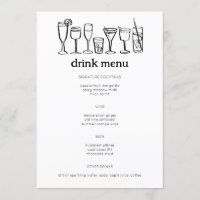 Cocktails Doodle Sketch Modern CUSTOM Drink