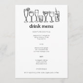 Cocktails Doodle Sketch Modern CUSTOM Drink Menu (Voorkant)