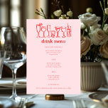 Cocktails Doodle Sketch Modern CUSTOM Drink Menu<br><div class="desc">Gebruik deze leuke grillige menukaarten voor uw bruiloft, verlovingsfeest, vrijgezellenfeest of ander evenement. Hand getekend door mij voor jou. Volledig bewerkbaar, voeg uw eigen tekst of achtergrondkleur toe. Klik op "personaliseren" om de tekst te bewerken en op "ontwerp bewerken" om lettertypen, kleuren te wijzigen en tekst toe te voegen. Verander...</div>