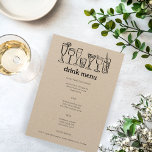 Cocktails Doodle Sketch Moderne Rustieke CUSTOM Dr Menu<br><div class="desc">Gebruik deze leuke grillige menukaarten voor uw bruiloft, verlovingsfeest, vrijgezellenfeest of ander evenement. Hand getekend door mij voor jou. Volledig bewerkbaar, voeg uw eigen tekst of achtergrondkleur toe. Klik op "personaliseren" om de tekst te bewerken en op "ontwerp bewerken" om lettertypen, kleuren te wijzigen en tekst toe te voegen. Verander...</div>