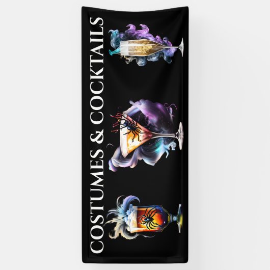 Cocktails drank magische rook Halloween feest Spandoek (Verticaal)