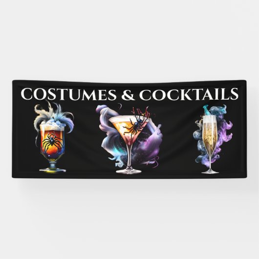 Cocktails drank magische rook Halloween feest Spandoek (Horizontaal)
