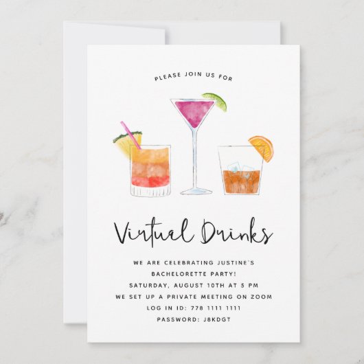Cocktails Drink een virtueel feest Kaart (Voorkant)