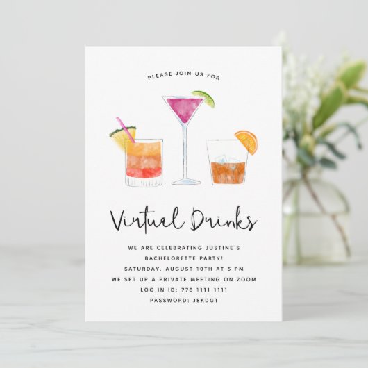 Cocktails Drink een virtueel feest Kaart (Staand voorkant)