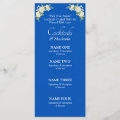 Cocktails Drinken Menu Kaart- Kobalt Blauw & Wit (Voorkant)