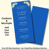 Cocktails Drinken Menu Kaart- Kobalt Blauw & Wit